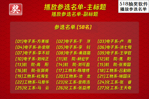 518年会抽奖软件-播放参选名单